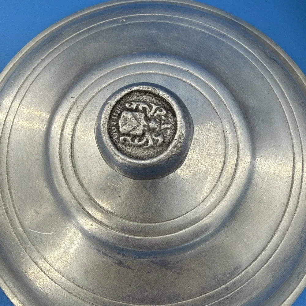 Vtg Wilton Pewter Pit aw/ Lid USA Dutch Oven Bowl Pan With Lid